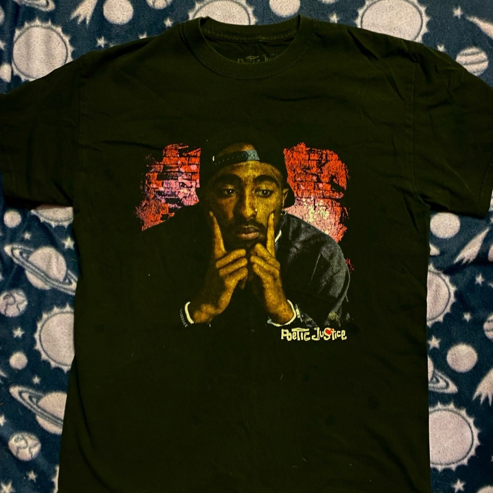 Black Graphic T-Shirt with Tupac Design